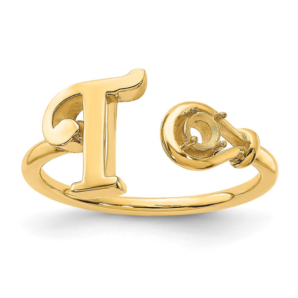 Sterling Silver/Gold-plated Letter T with Birthstone Rings
