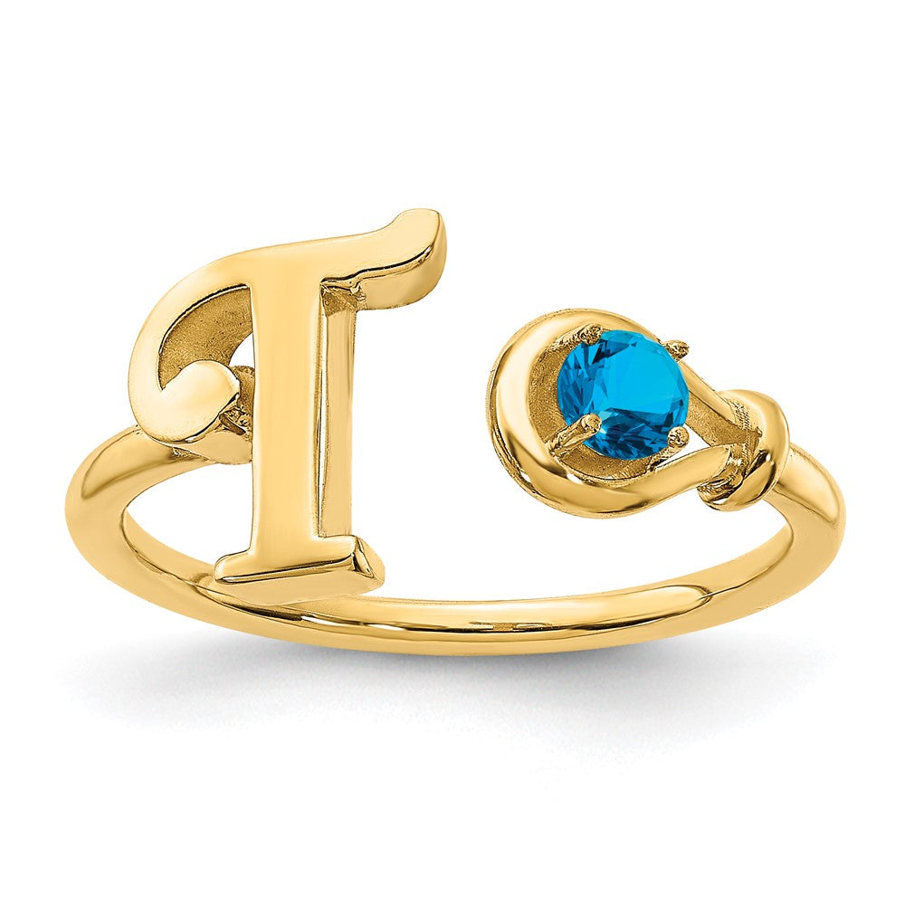 Sterling Silver/Gold-plated Letter T with Birthstone Rings