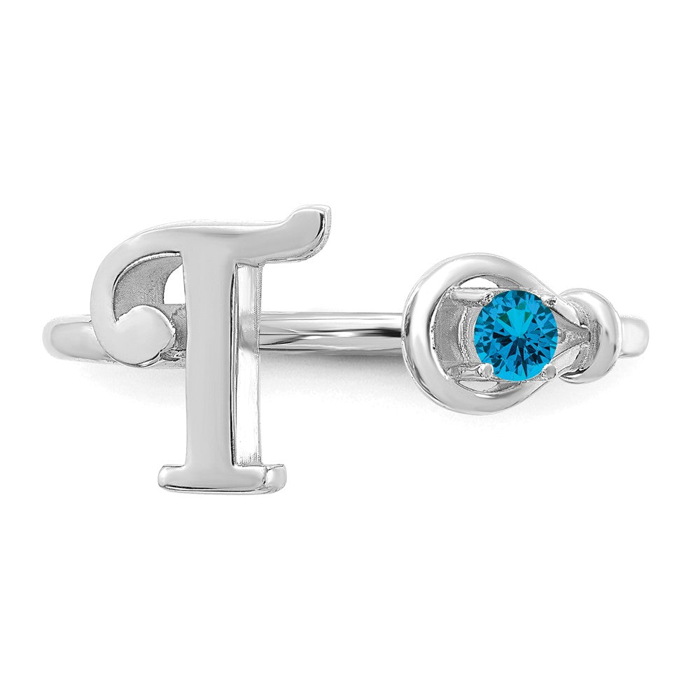 14KW Letter T with Birthstone Rings