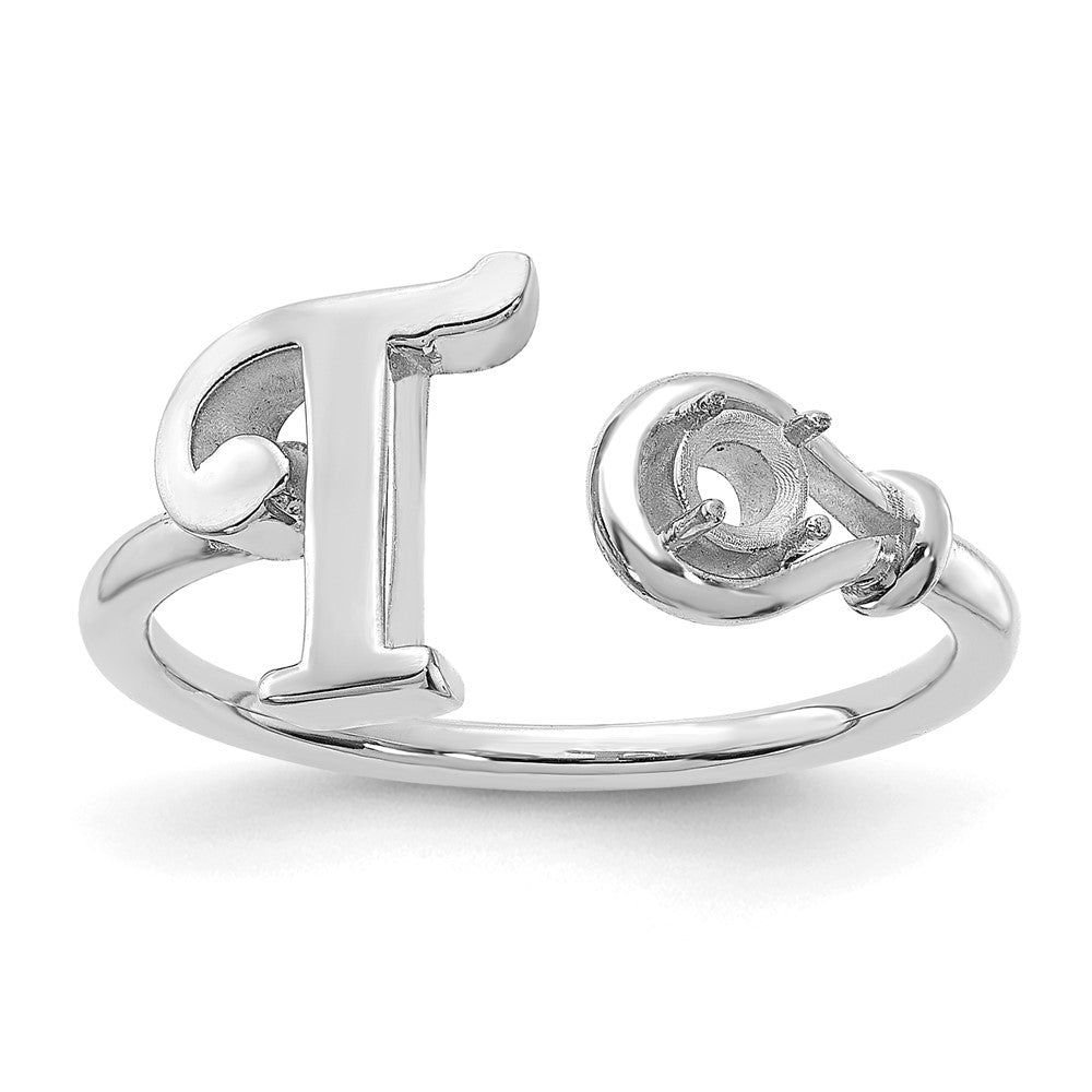 Sterling Silver/Rhodium-plated Letter T with Birthstone Rings