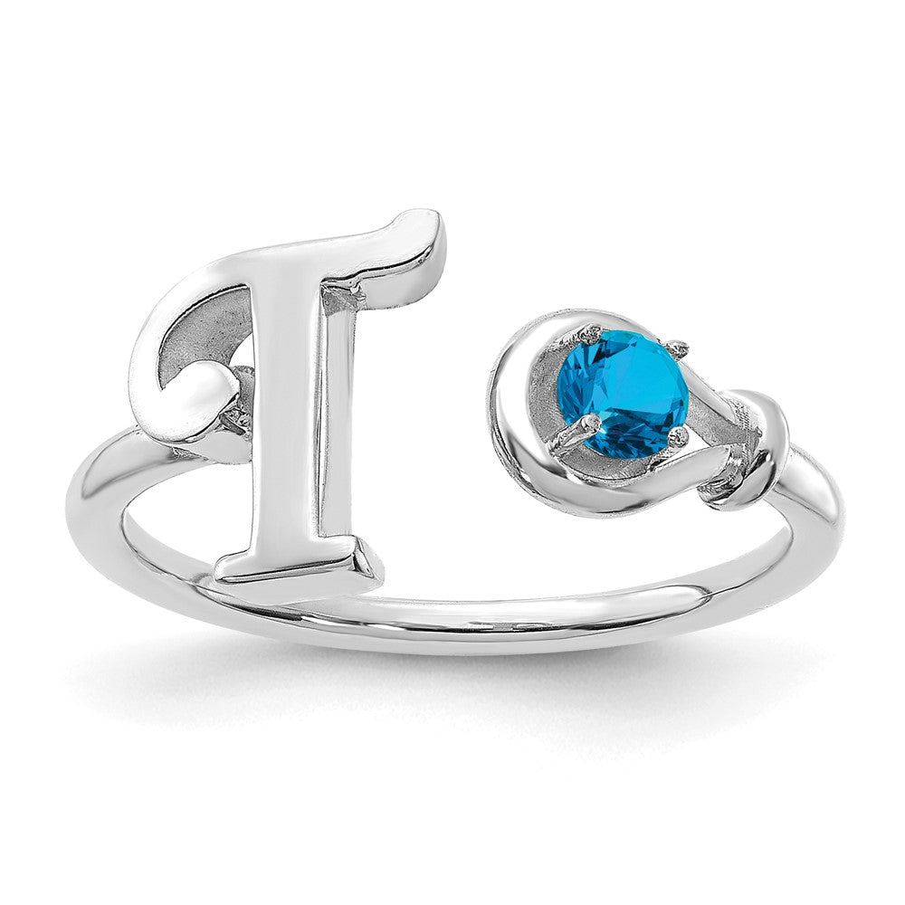 Sterling Silver/Rhodium-plated Letter T with Birthstone Rings
