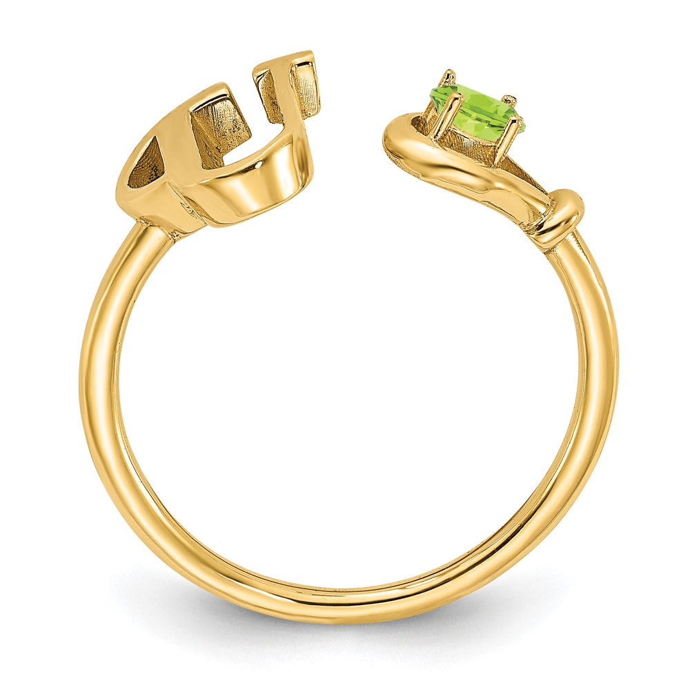 Sterling Silver/Gold-plated Letter U with Birthstone Rings