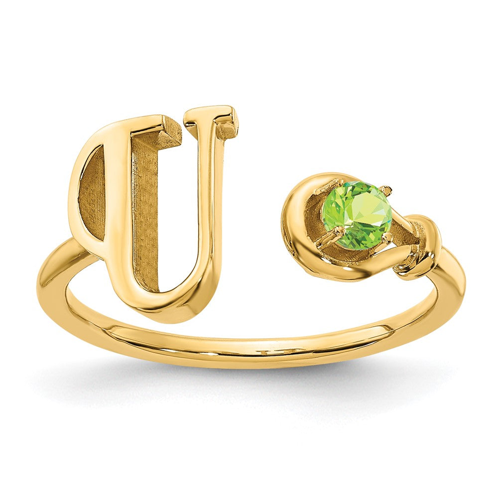 Sterling Silver/Gold-plated Letter U with Birthstone Rings