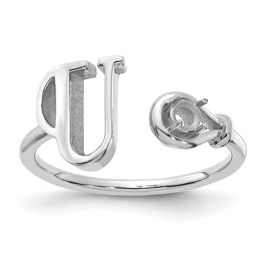14KW Letter U with Birthstone Ring