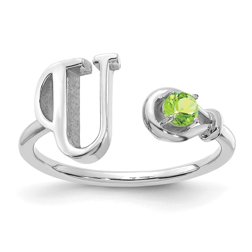10KW Letter U with Birthstone Ring