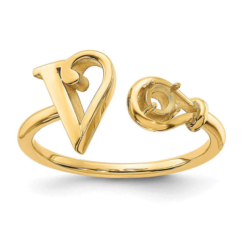 14KY Letter V with Birthstone Ring