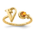 14KY Letter V with Birthstone Ring
