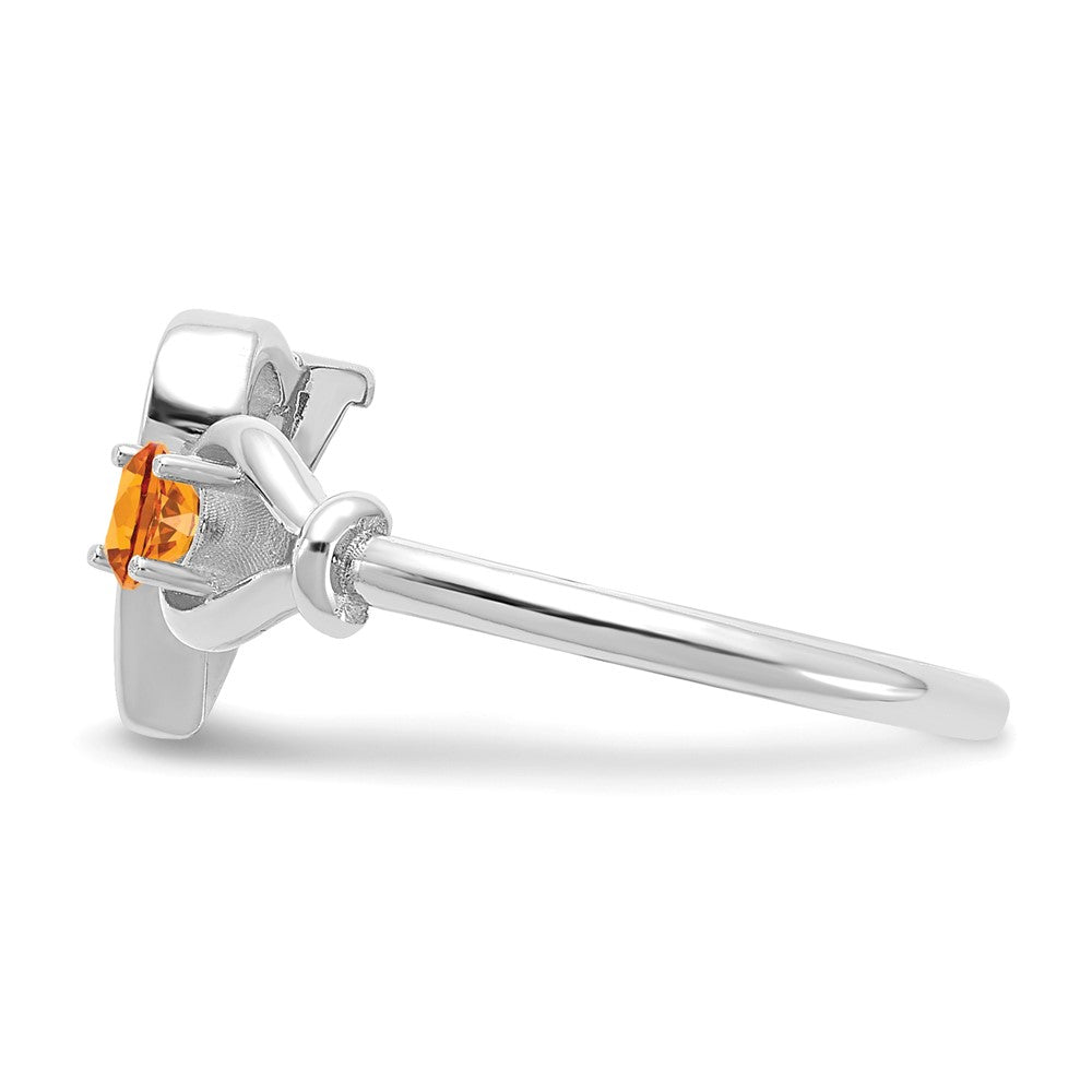 Sterling Silver/Rhodium-plated Letter V with Birthstone Ring