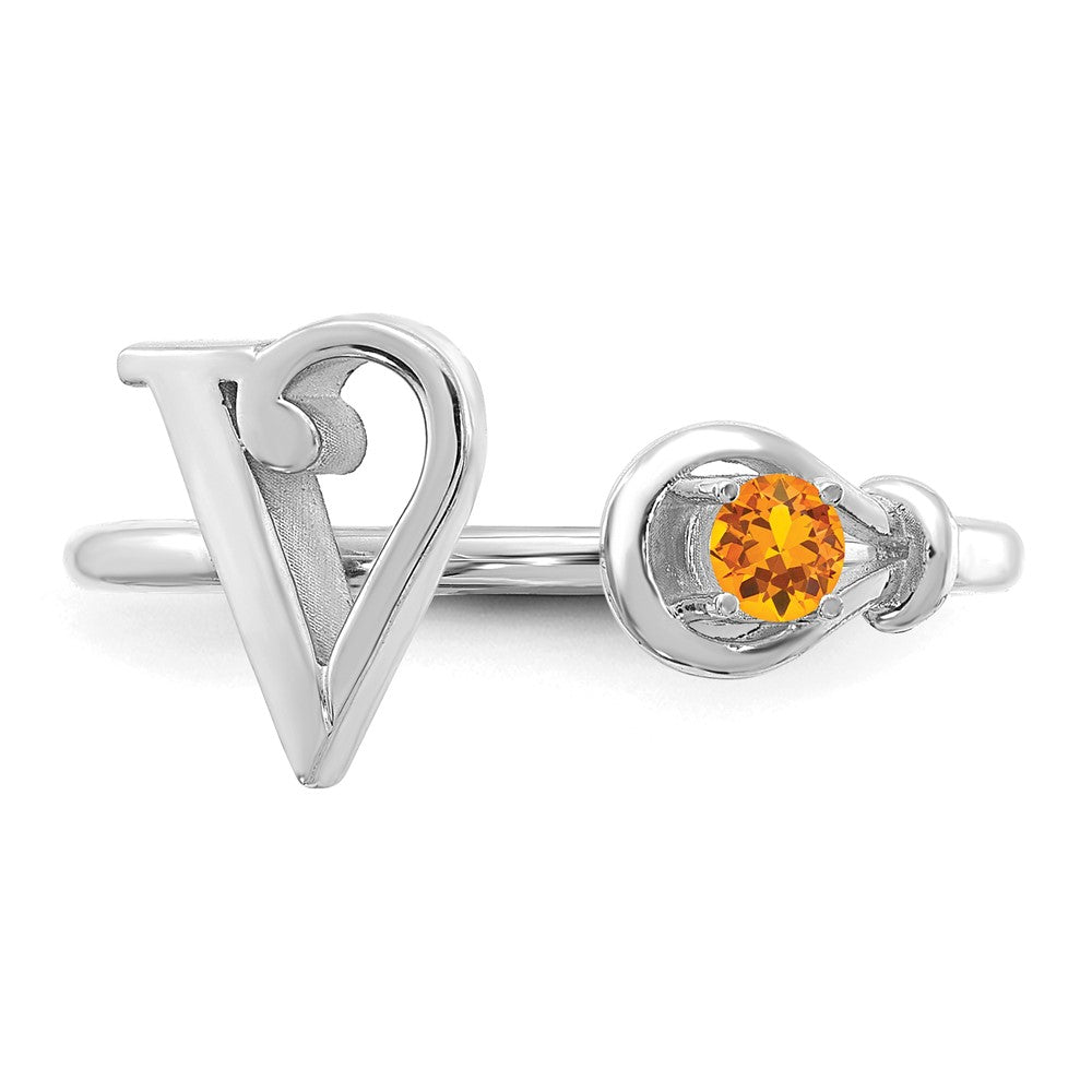 10KW Letter V with Birthstone Ring