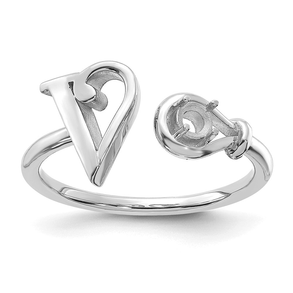 Sterling Silver/Rhodium-plated Letter V with Birthstone Ring