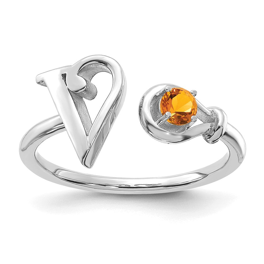 14KW Letter V with Birthstone Ring