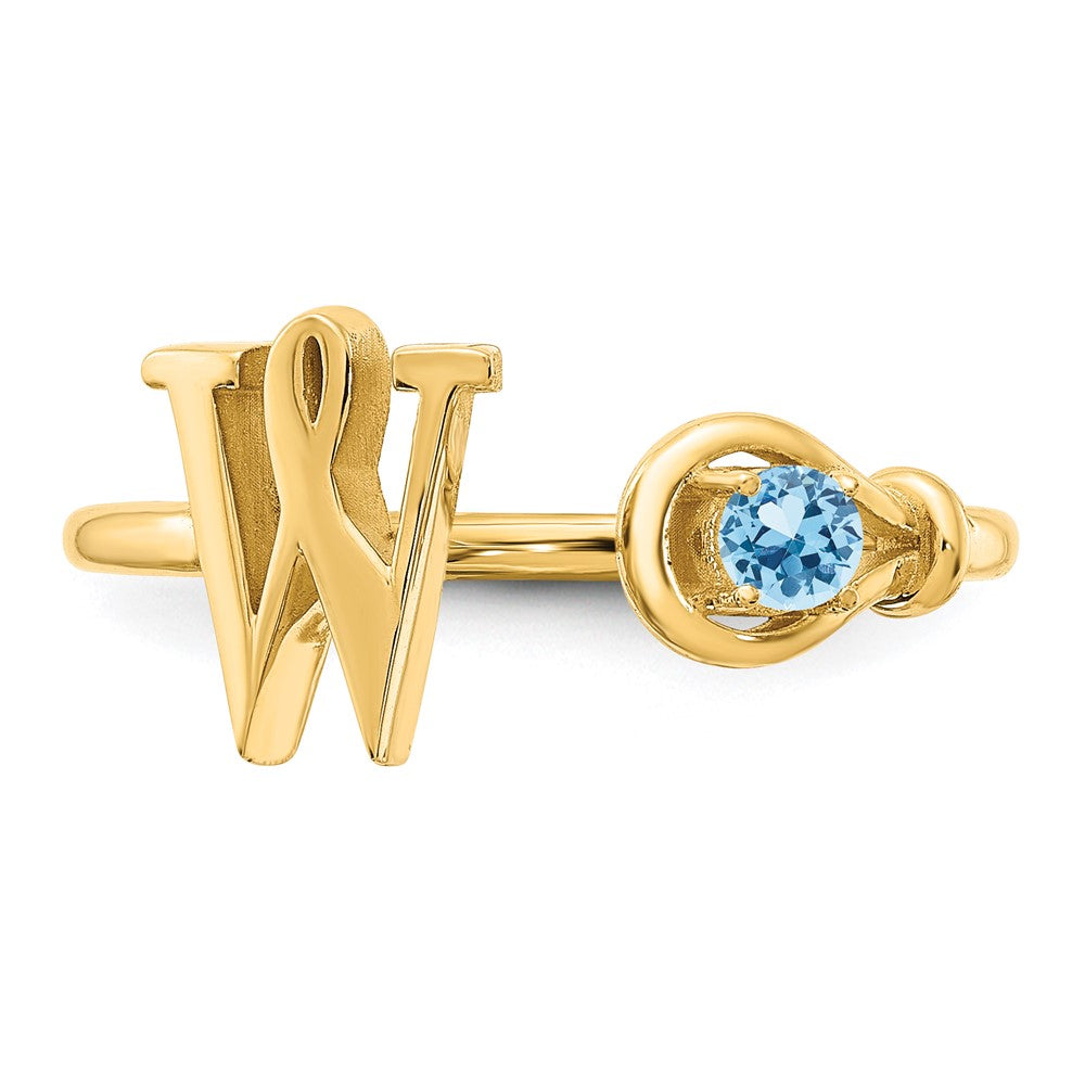 Sterling Silver/Gold-plated Letter W with Birthstone Ring