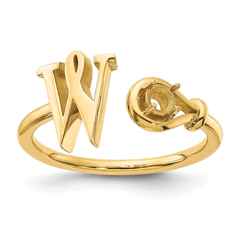 Sterling Silver/Gold-plated Letter W with Birthstone Ring