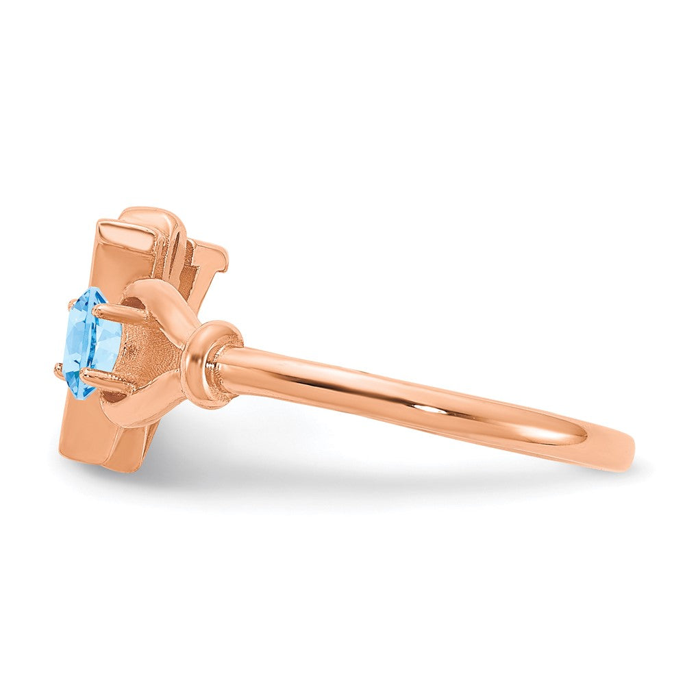 10K Rose Gold Letter W with Birthstone Ring