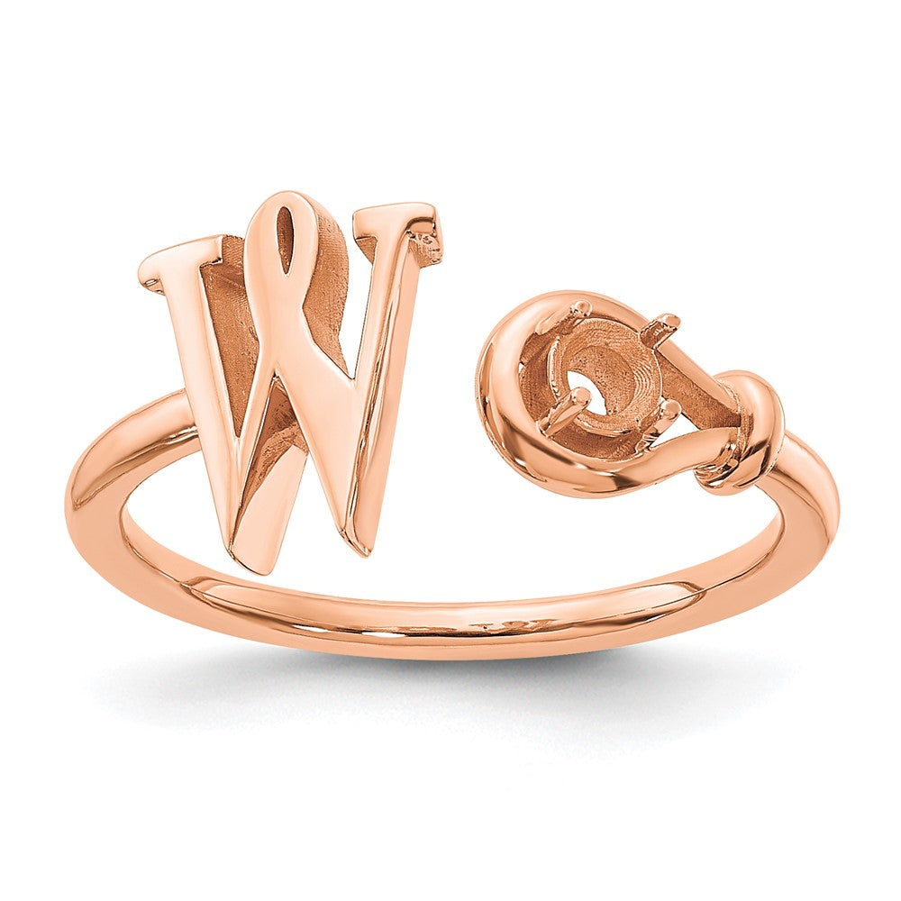 Sterling Silver/Rose-plated Letter W with Birthstone Ring