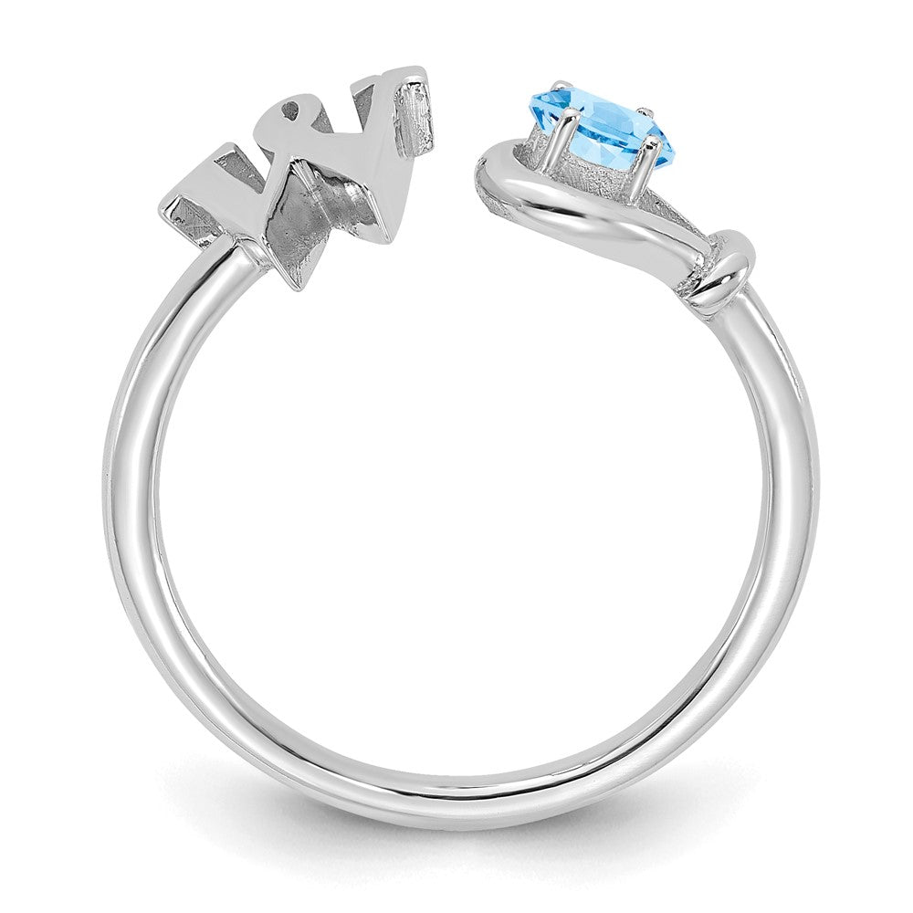 Sterling Silver/Rhodium-plated Letter W with Birthstone Ring
