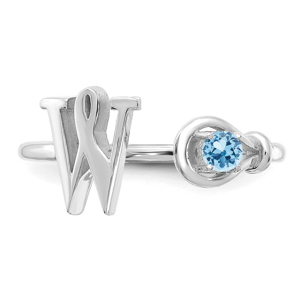 10KW Letter W with Birthstone Ring