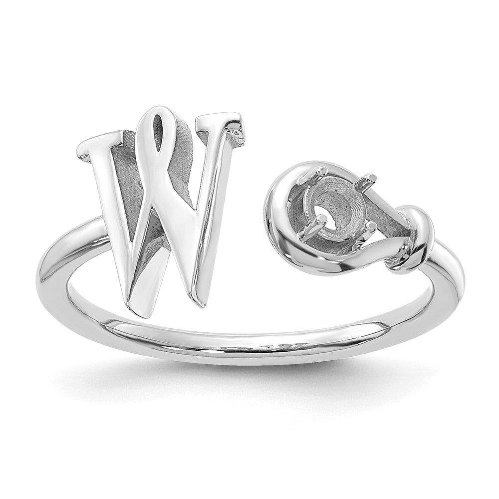 10KW Letter W with Birthstone Ring