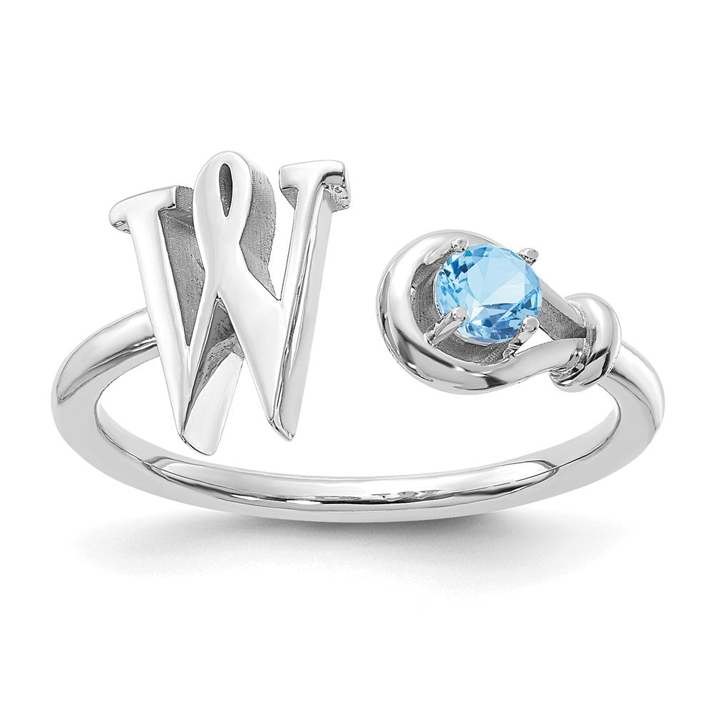 10KW Letter W with Birthstone Ring