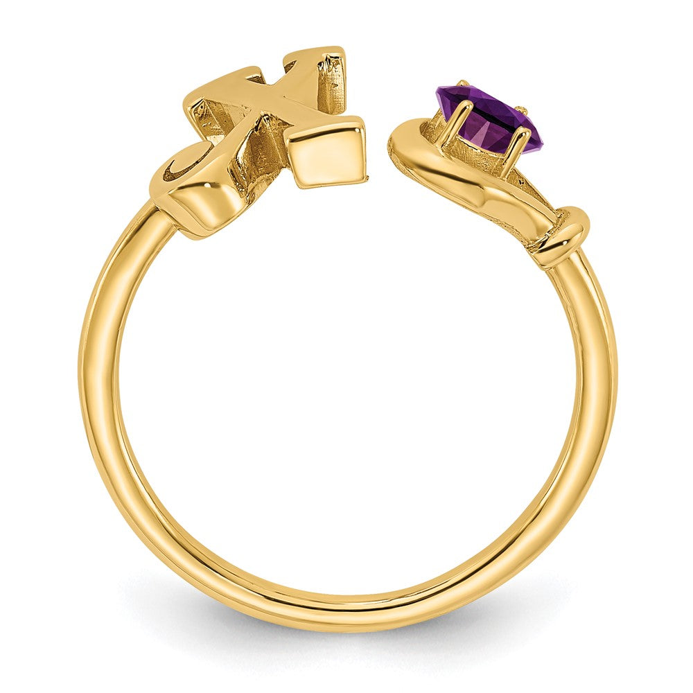 14KY Letter X with Birthstone Rings