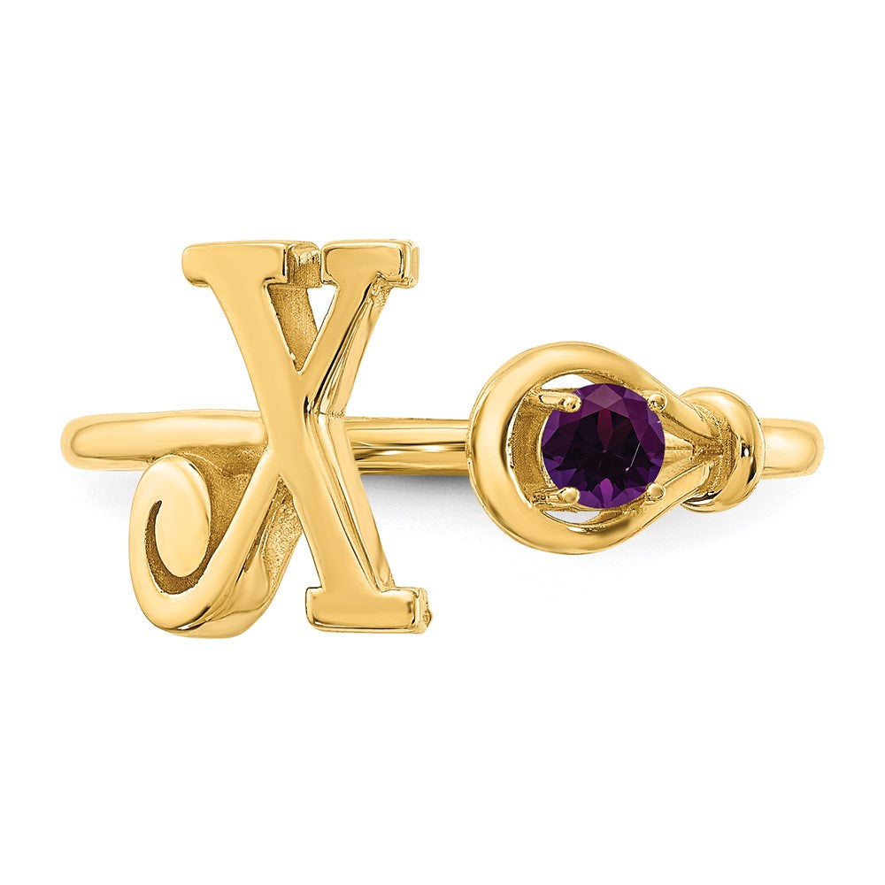 14KY Letter X with Birthstone Rings