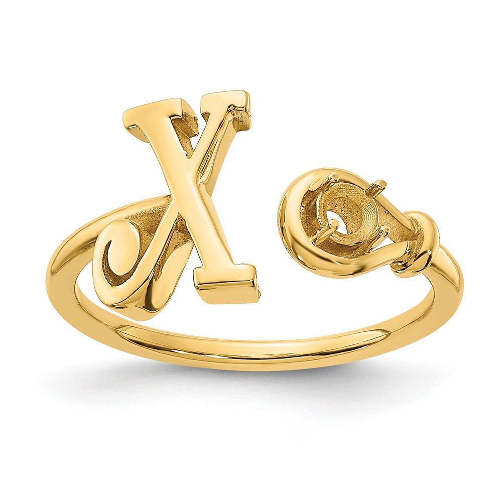 Sterling Silver/Gold-plated Letter X with Birthstone Ring