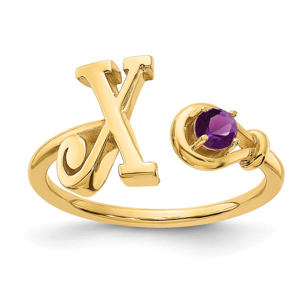 14KY Letter X with Birthstone Rings