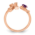 Sterling Silver/Rose-plated Letter X with Birthstone Ring