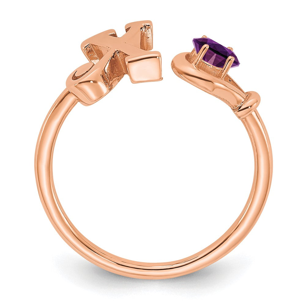 10k Rose Gold Letter X with Birthstone Ring