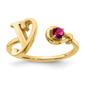 Sterling Silver/Gold-plated Letter Y with Birthstone Rings