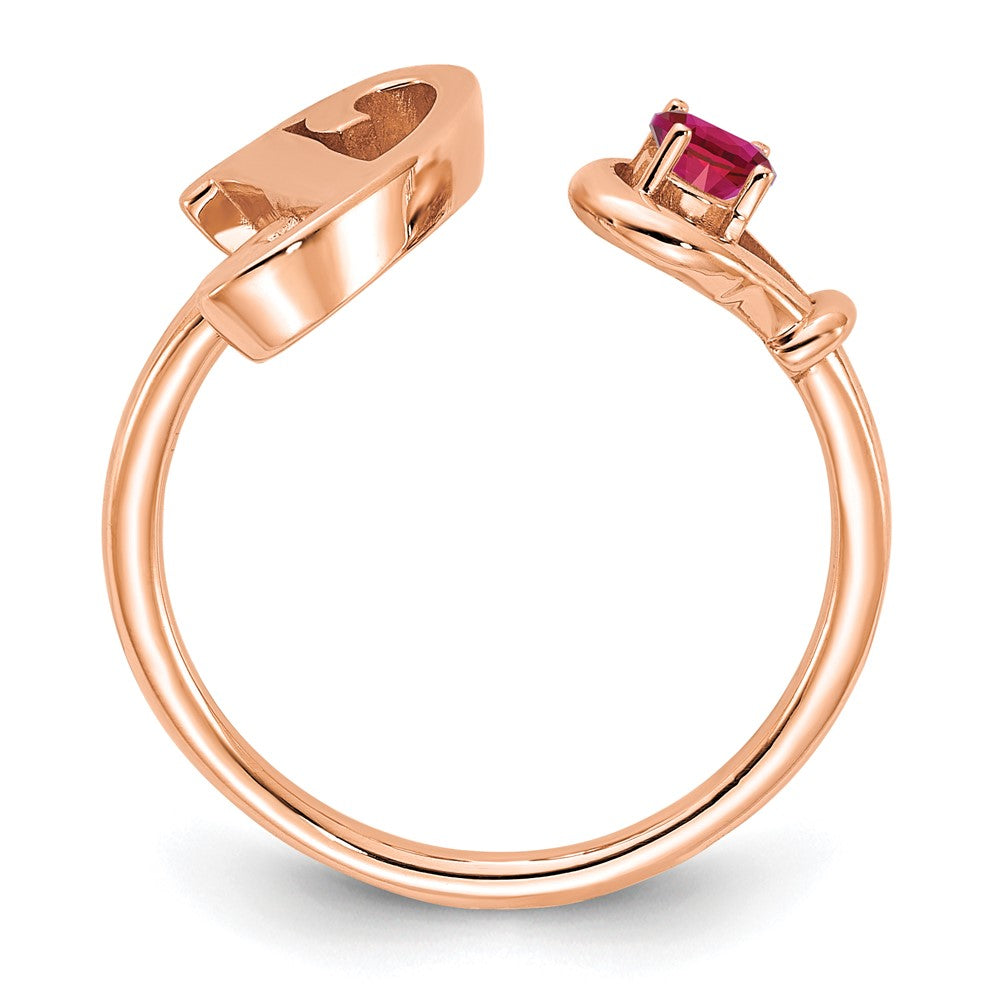 10K Rose Gold Letter S with Birthstone Ring