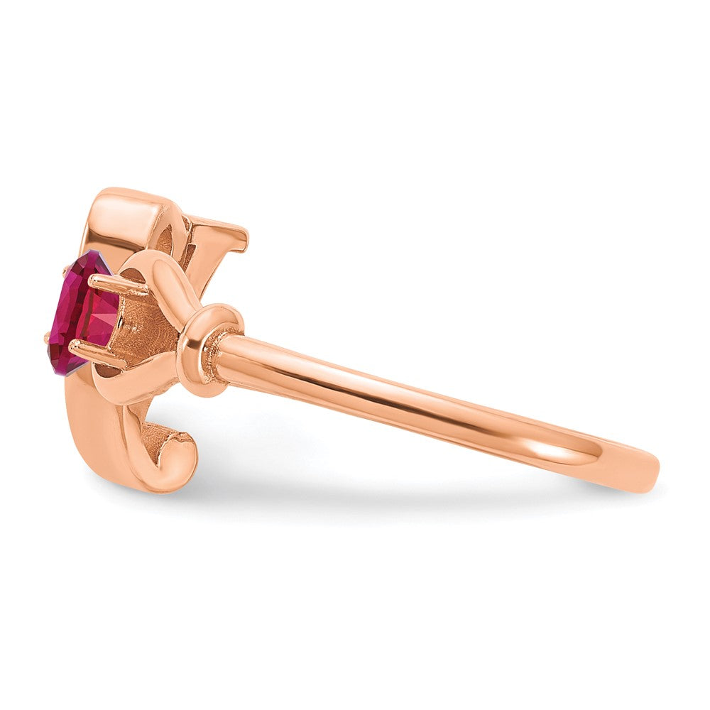 10K Rose Gold Letter S with Birthstone Ring
