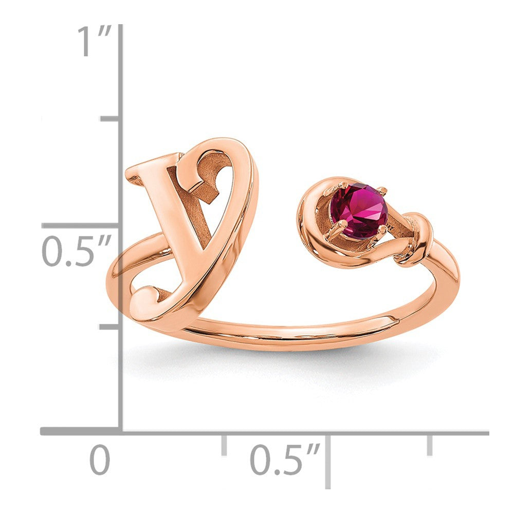 Sterling Silver/Rose-plated Letter Y with Birthstone Ring