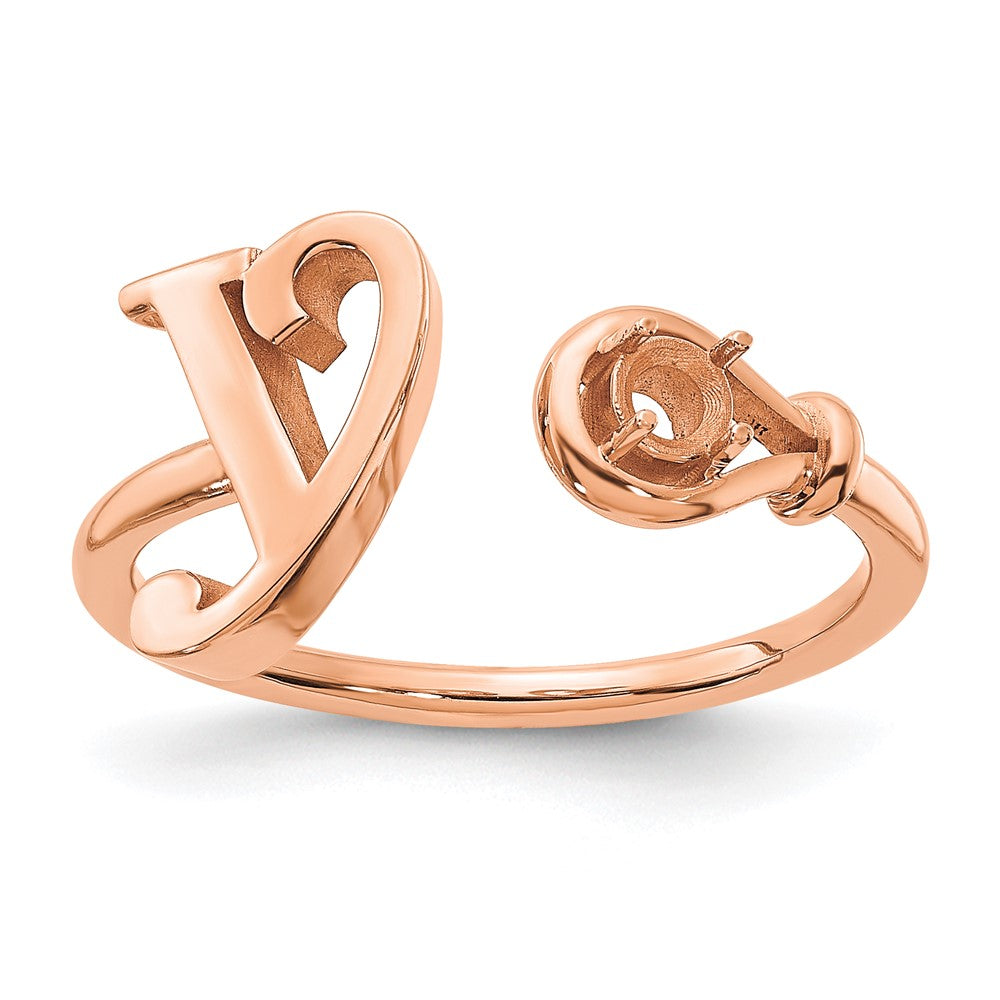 10K Rose Gold Letter S with Birthstone Ring