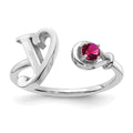 Sterling Silver/Rhodium-plated Letter Y with Birthstone Rings