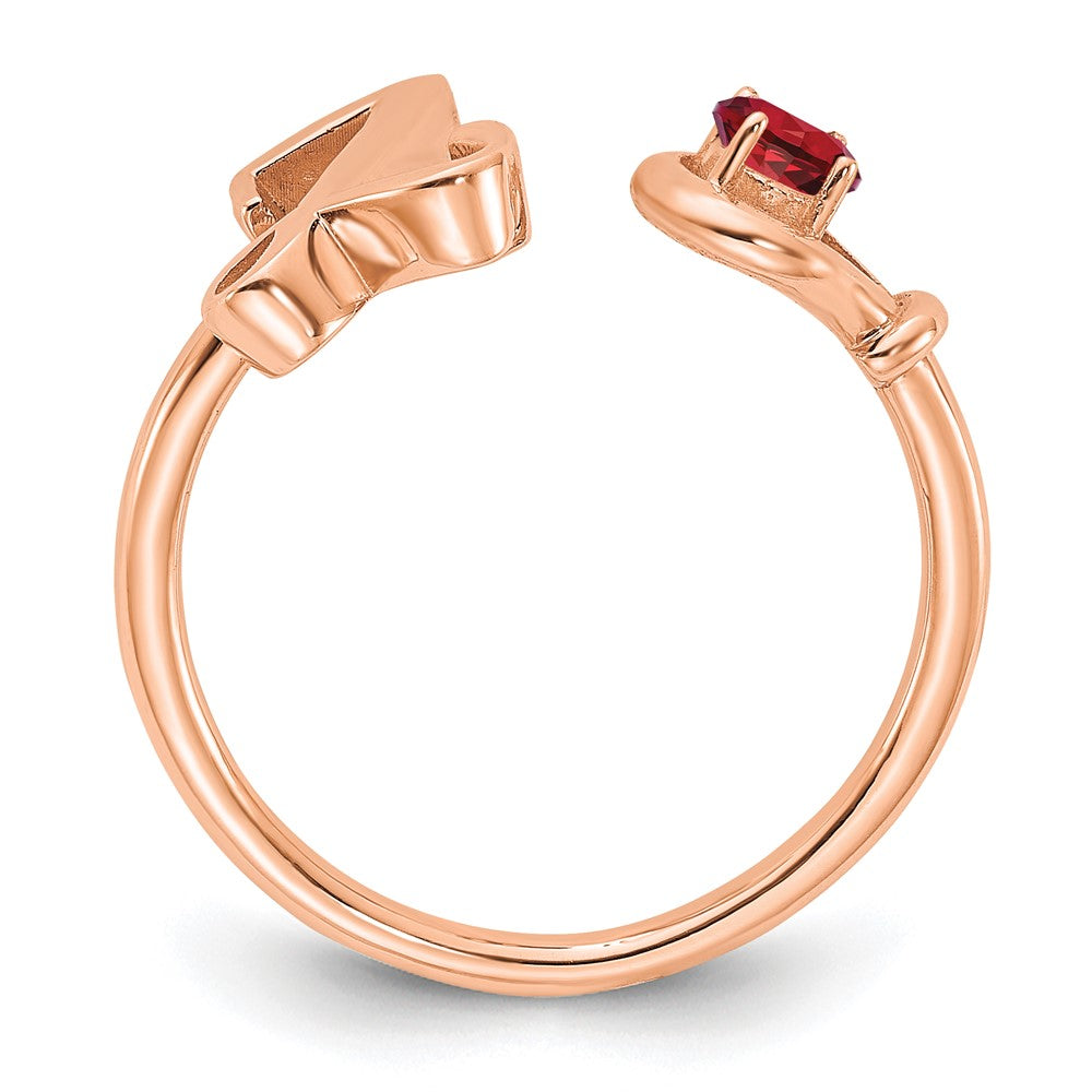 Sterling Silver/Rose-plated Letter Y with Birthstone Ring