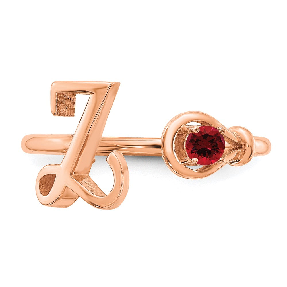 14K Rose Gold Letter Y with Birthstone Ring