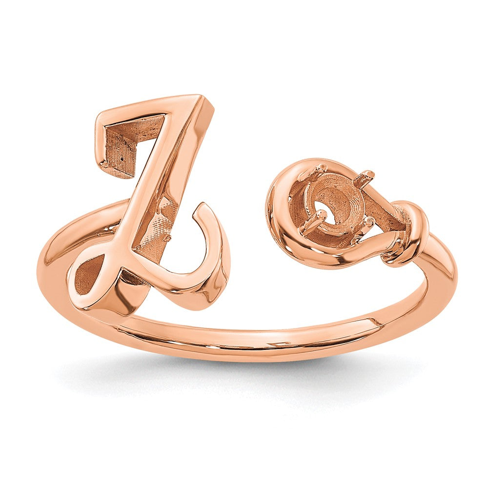 14K Rose Gold Letter Y with Birthstone Ring