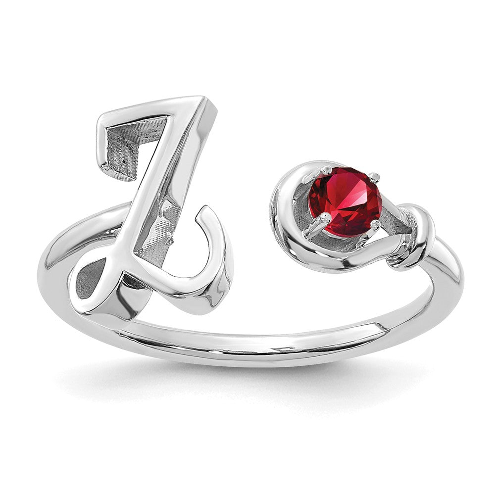 Sterling Silver/Rhodium-plated Letter Z with Birthstone Rings