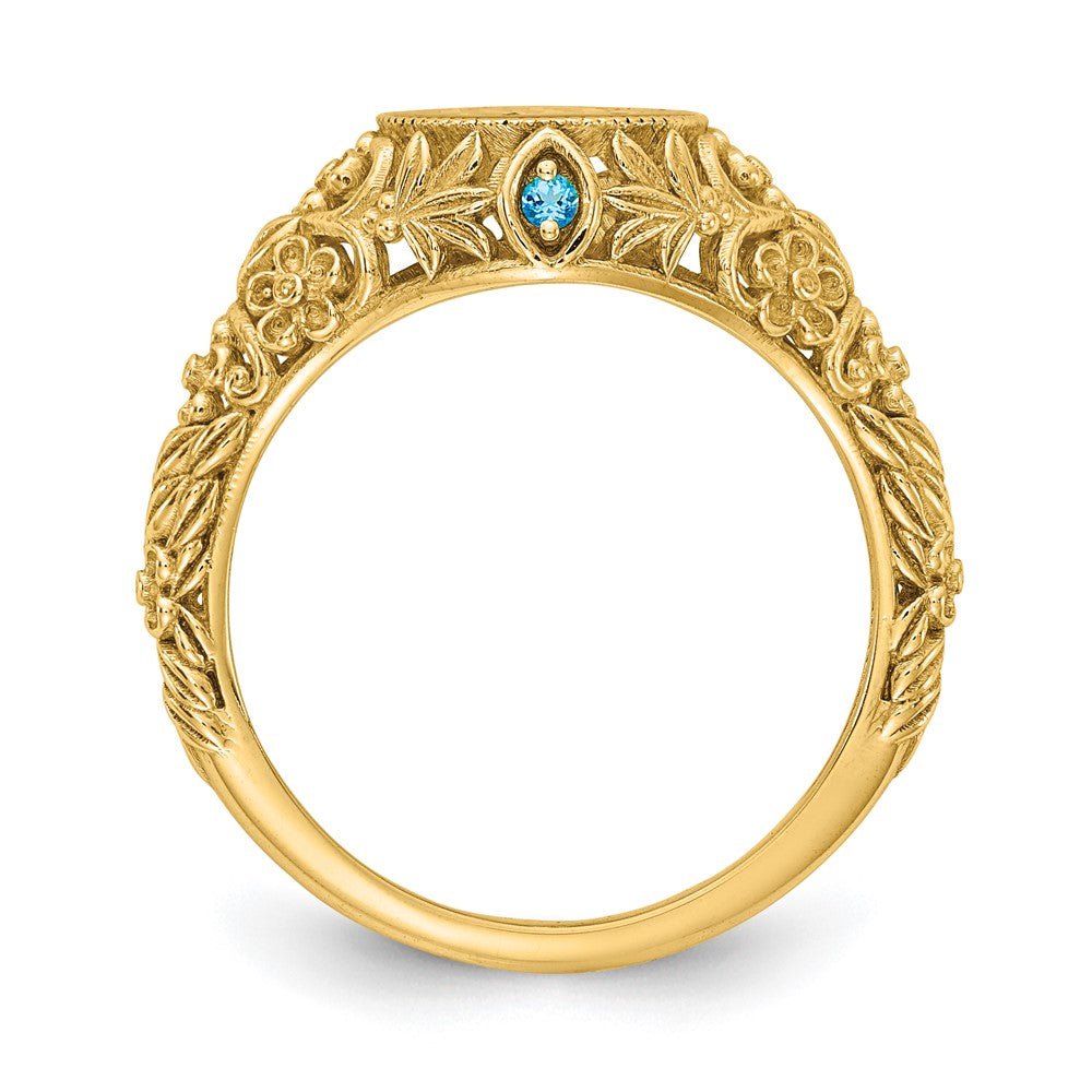 SS/Gold-plated Filigree w/Epoxy and Birthstone Monogram Ring