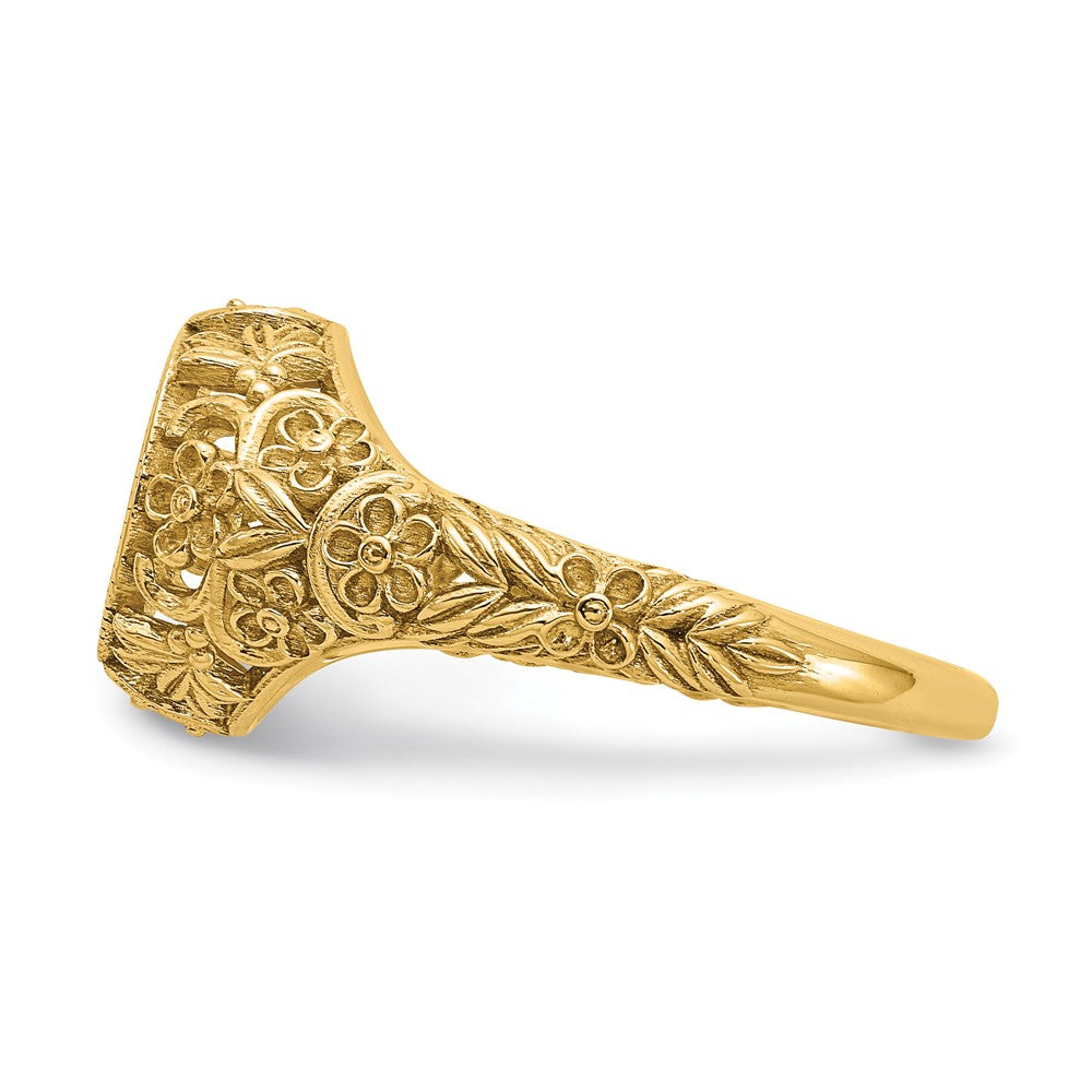 SS/Gold-plated Filigree w/Epoxy and Birthstone Monogram Ring