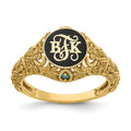 14k Yellow Gold Filigree w/Epoxy and Birthstone Monogram Ring