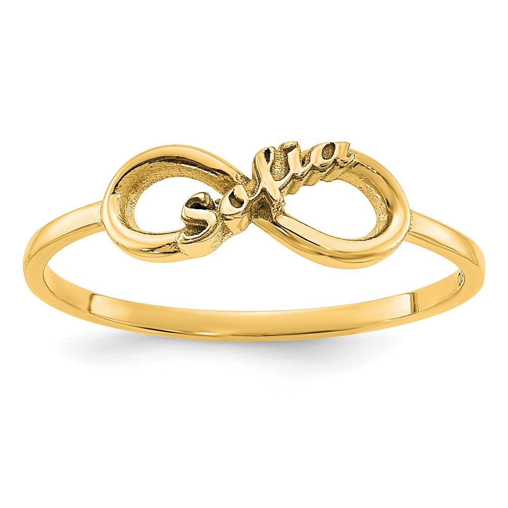 14k Yellow Gold Personalized Infinity Ring