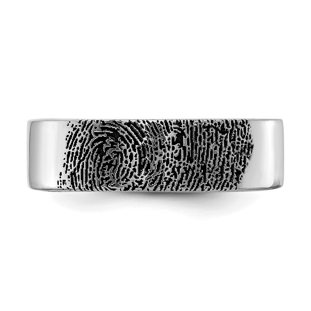 Sterling Silver/Rhodium-plated Fingerprint Ring