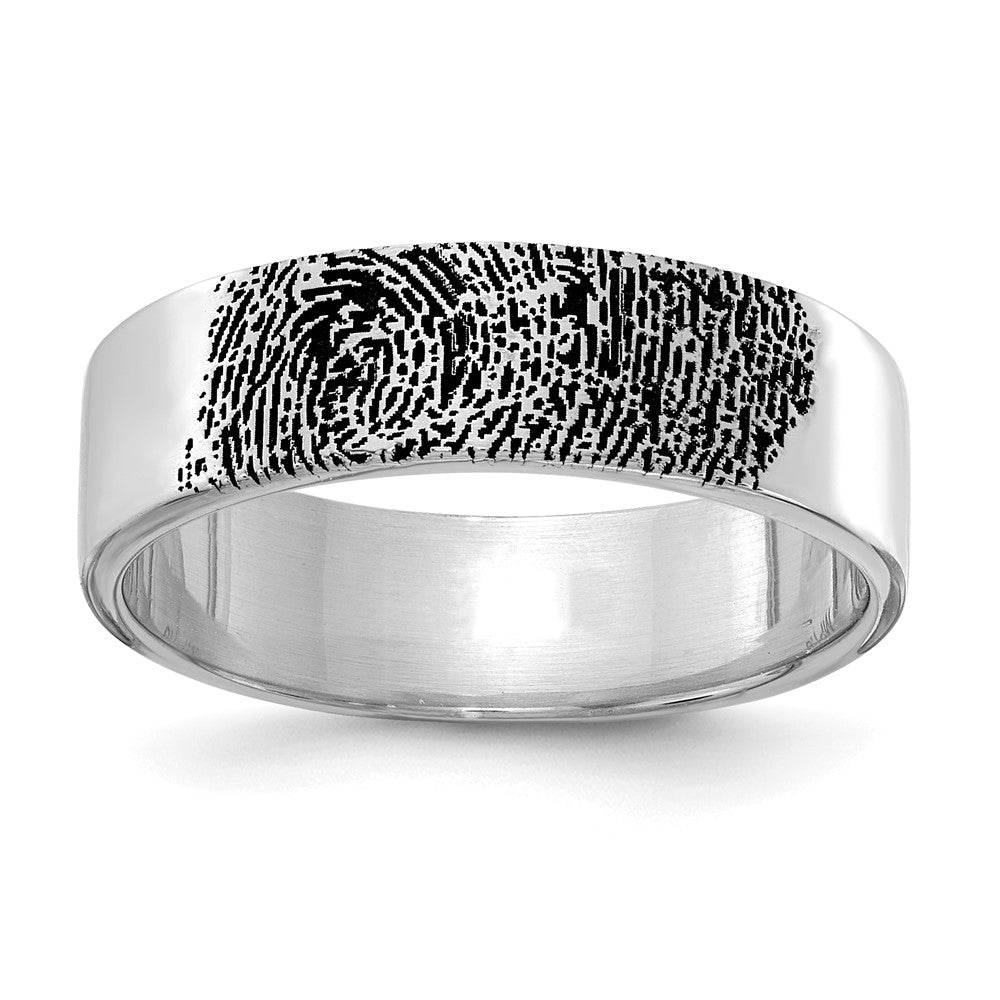 Sterling Silver/Rhodium-plated Fingerprint Ring