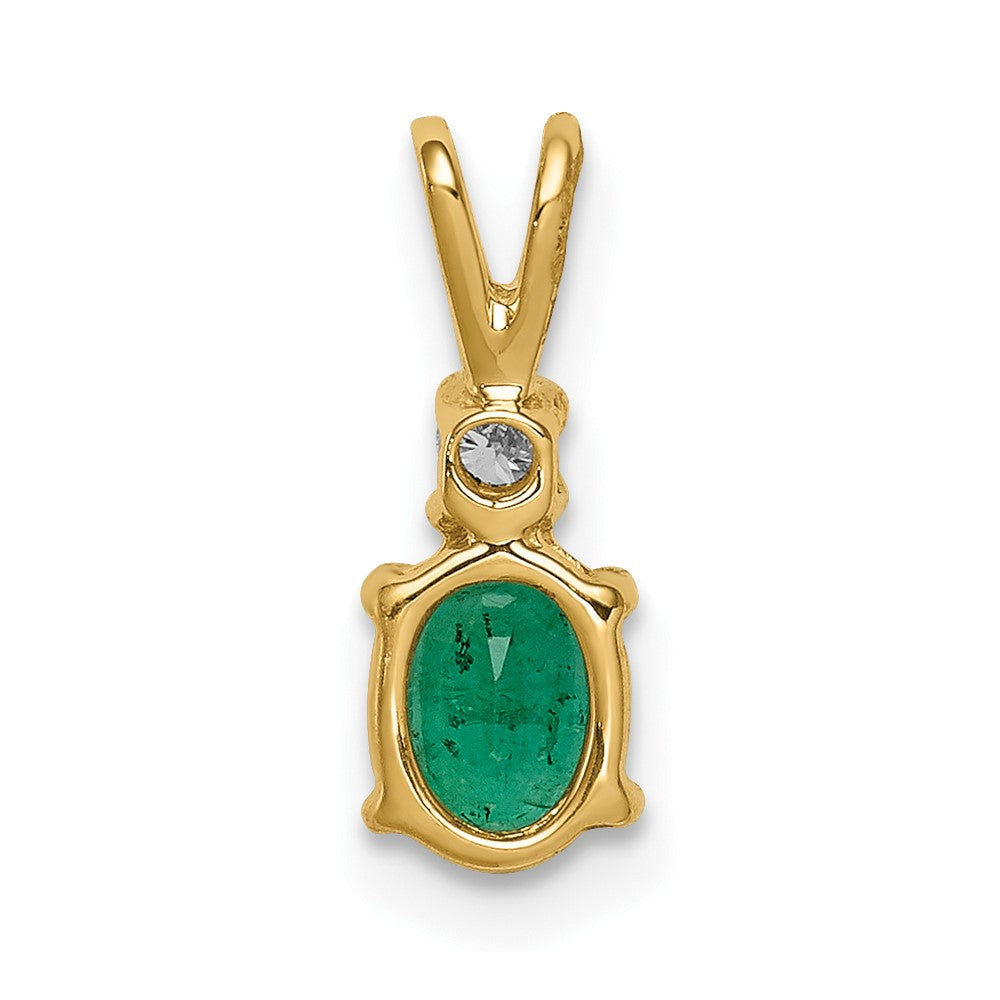 14k 6x4mm Oval Emerald A Diamond pendant