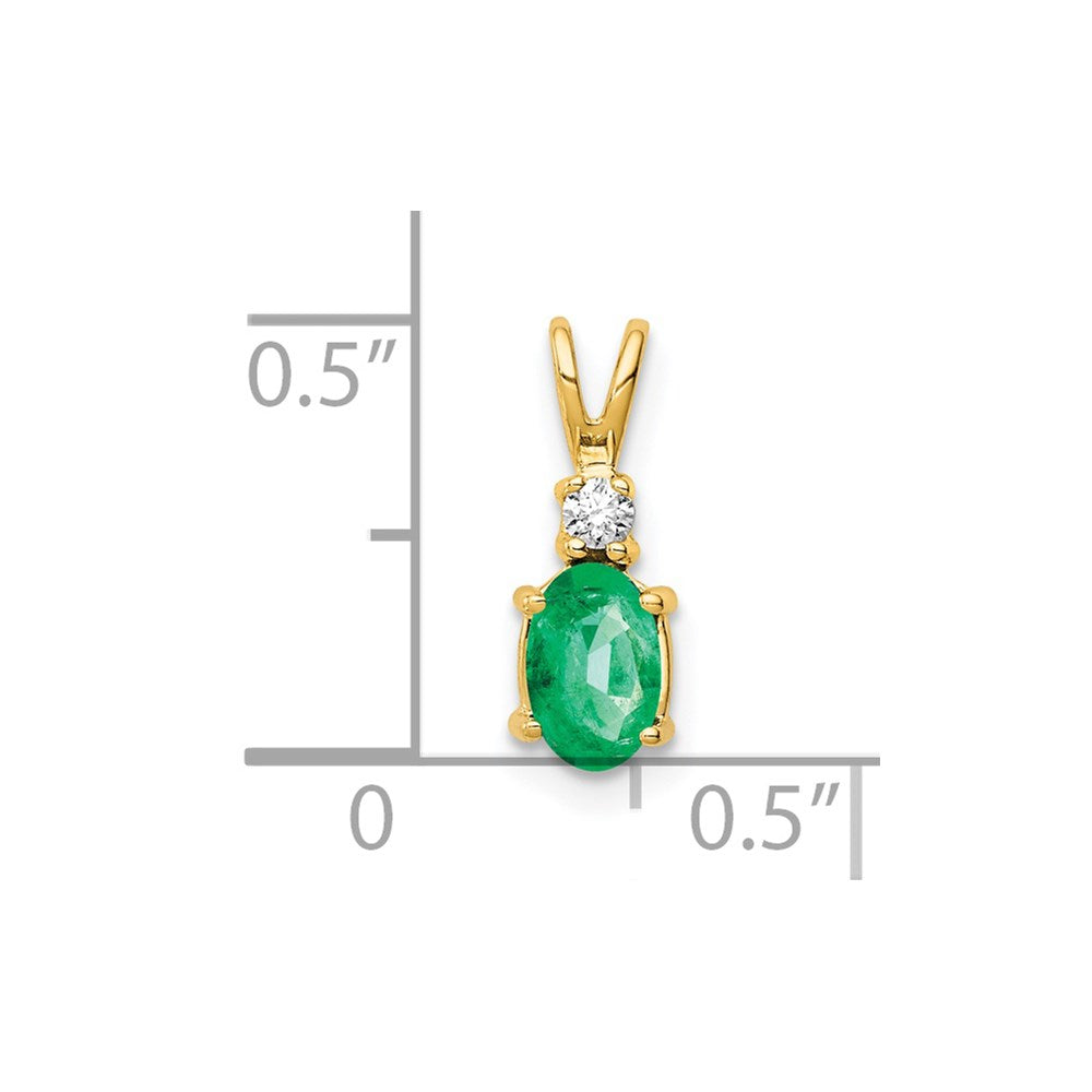 14k 6x4mm Oval Emerald A Diamond pendant