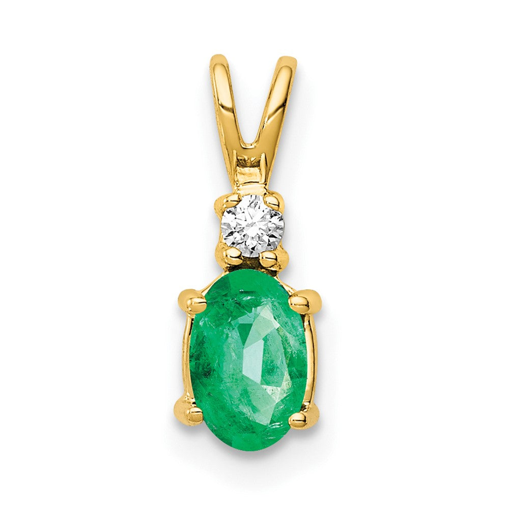 14k 6x4mm Oval Emerald AAA Diamond pendant