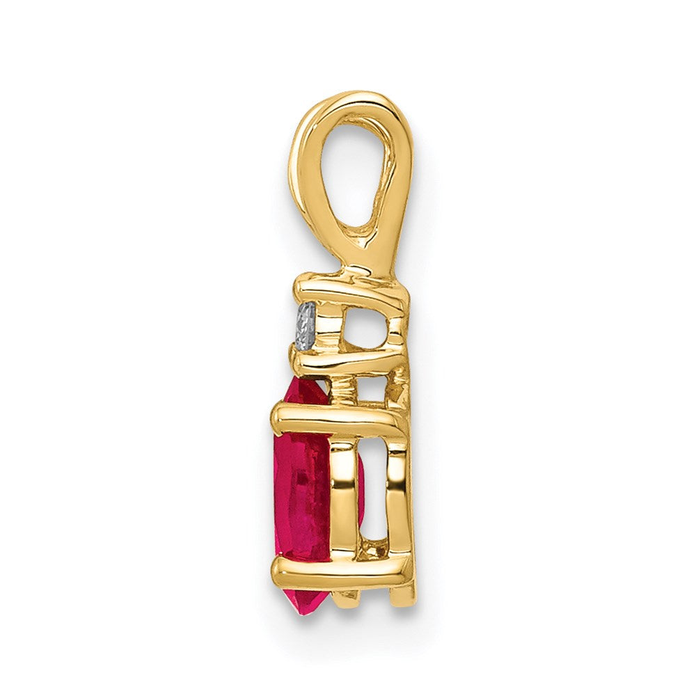 14k 6x4mm Oval Ruby AAA Diamond pendant