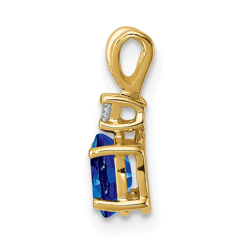 14k 6x4mm Oval Sapphire AAA Diamond pendant